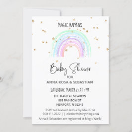 *~* Invitación a Baby Shower de Pastel Rainbow Sta