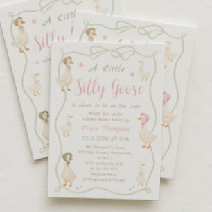 Invitación a baby shower de Pato Tonto Rosa