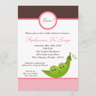 Invitación a Baby Shower de Pea Pod Pea Chica TWIN