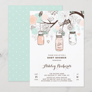 Invitación a Baby Shower de Peach and Mint Mason J