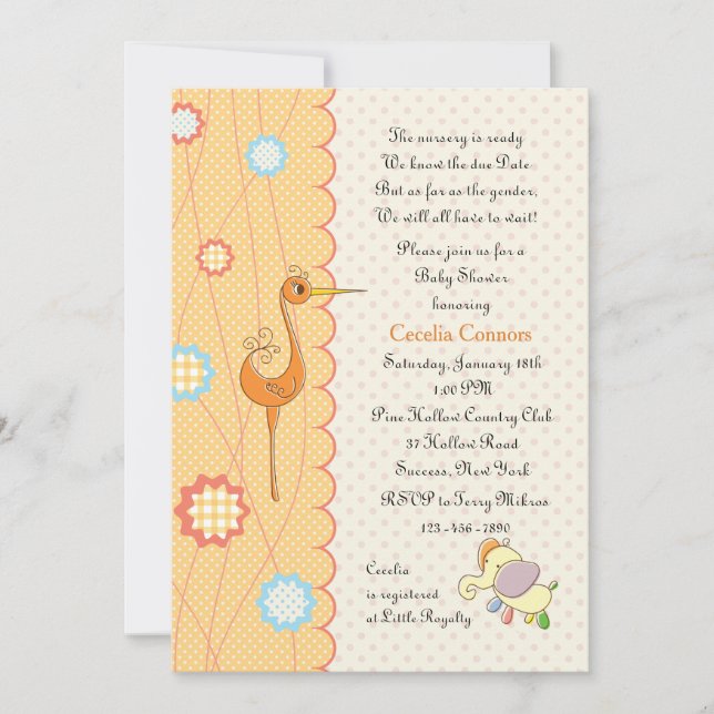 Invitación a Baby Shower de Peach Scalloped (Anverso)