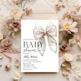 Invitación a Baby Shower de Pearl Bow Chica
