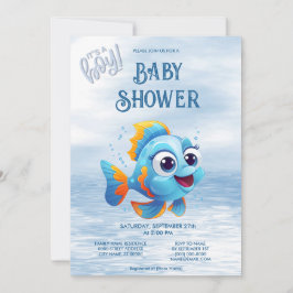 Invitación a Baby Shower de peces azules