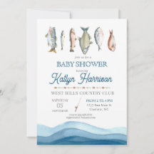 Invitación a Baby Shower de peces, ducha de bebé d