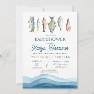 Invitación a Baby Shower de peces, ducha de bebé d