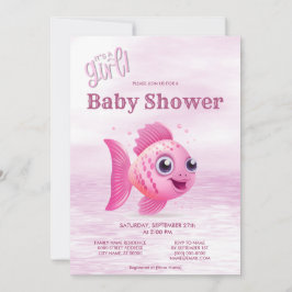 Invitación a Baby Shower de peces rosados