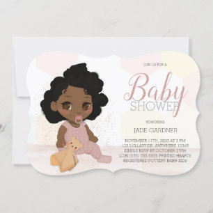 Invitación a Baby Shower de pelo de pelo de rayas 