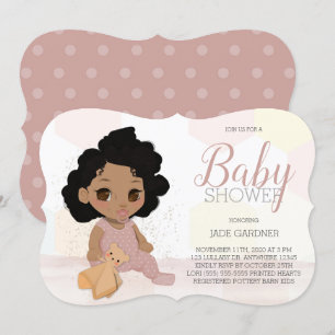Invitación a Baby Shower de pelo de pelo de rayas