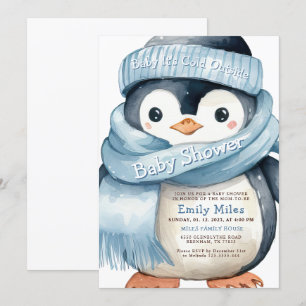 Invitación a Baby Shower de Penguin Winter Boy