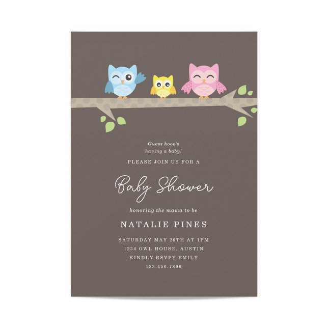 Invitación a Baby Shower de pequeñas lechuzas (Subido por el creador)