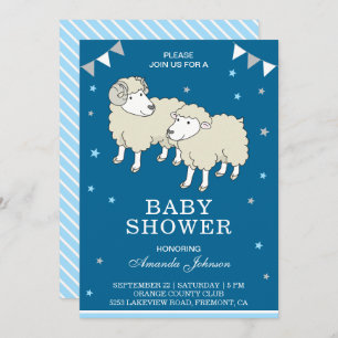 Invitación a Baby Shower de pequeñas ovejas y cord