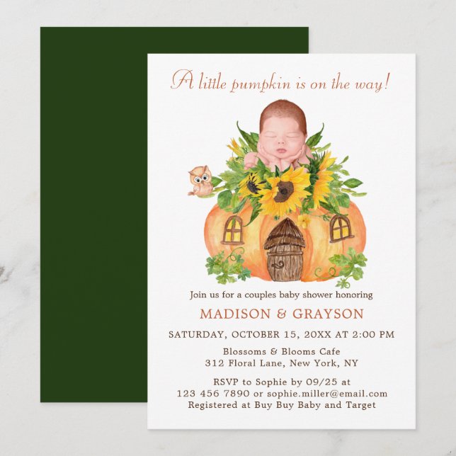 Invitación a Baby Shower de pequeñas parejas de ca (Anverso / Reverso)