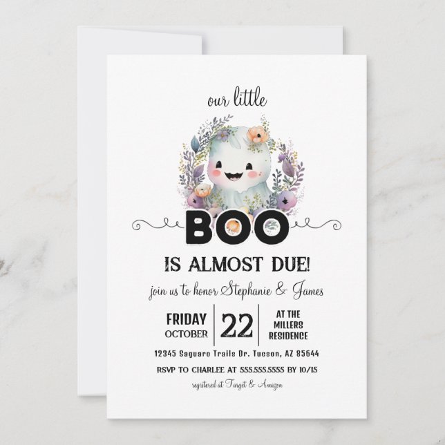 Invitación a Baby Shower de Pequeño Boo de Hallowe (Anverso)