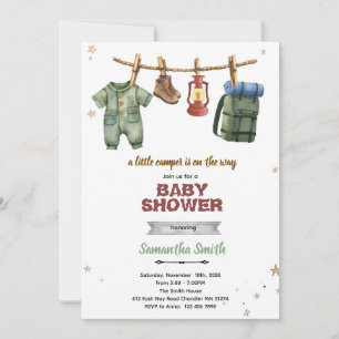 Invitación a baby shower de pequeño campista