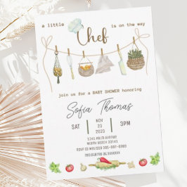 Invitación a Baby Shower de pequeño chef neutral d