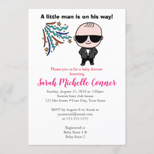 Invitación a Baby Shower de pequeño hombre gracios