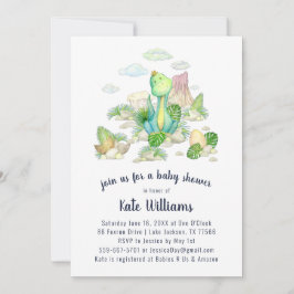 Invitación a Baby Shower de pequeños dinosaurios