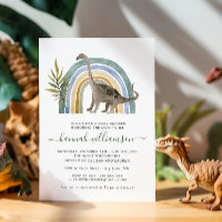Invitación a Baby Shower de pequeños dinosaurios