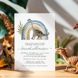 Invitación a Baby Shower de pequeños dinosaurios