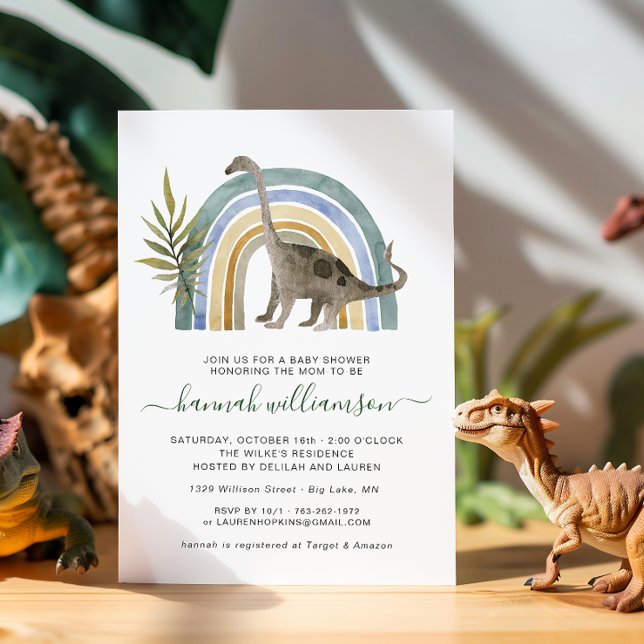 Invitación a Baby Shower de pequeños dinosaurios (Subido por el creador)