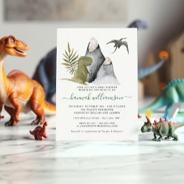 Invitación a Baby Shower de pequeños dinosaurios