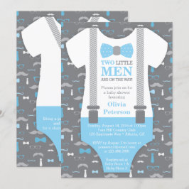 Invitación a Baby Shower de pequeños hombres gemel