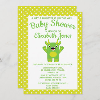 Invitación a Baby Shower de pequeños monstruos de