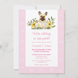 Invitación a Baby Shower de perro Bulldog rosa fra