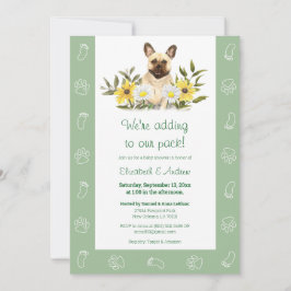 Invitación a Baby Shower de Perro Bulldog Verde Fr