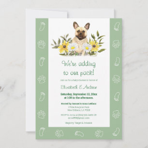 Invitación a Baby Shower de Perro Bulldog Verde Fr