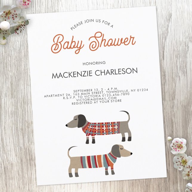Invitación a Baby Shower de perro Dachshund Sausag (Subido por el creador)