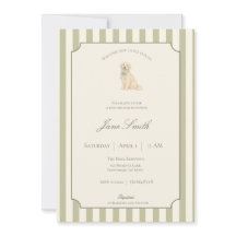 Invitación a baby shower de perro retriever dorado