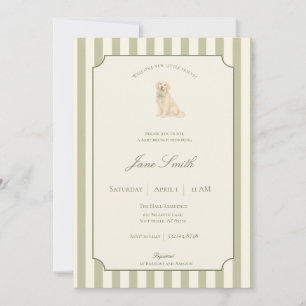 Invitación a baby shower de perro retriever dorado