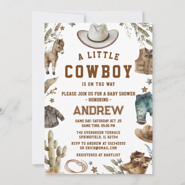 Invitación a Baby Shower de personalizado A Niño (Anverso)