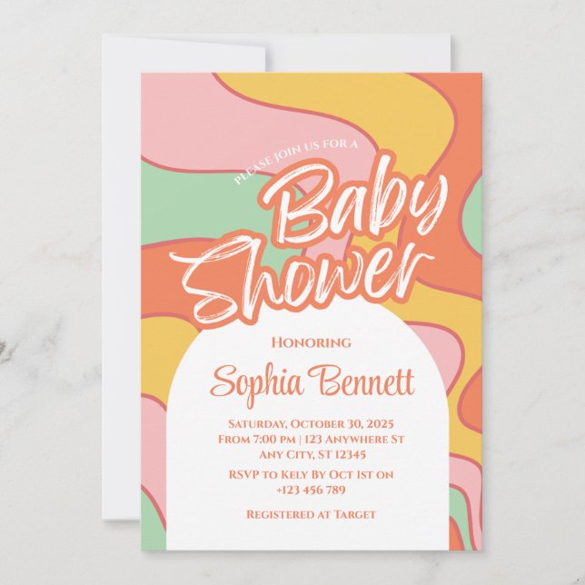 Invitación a Baby Shower de personalizado retro (Anverso)