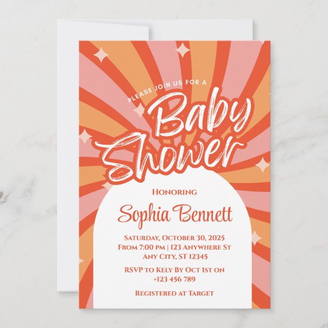 Invitación a Baby Shower de personalizado retro (Anverso)