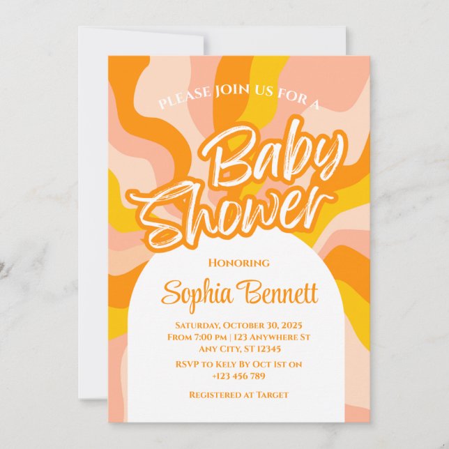 Invitación a Baby Shower de personalizado retro (Anverso)