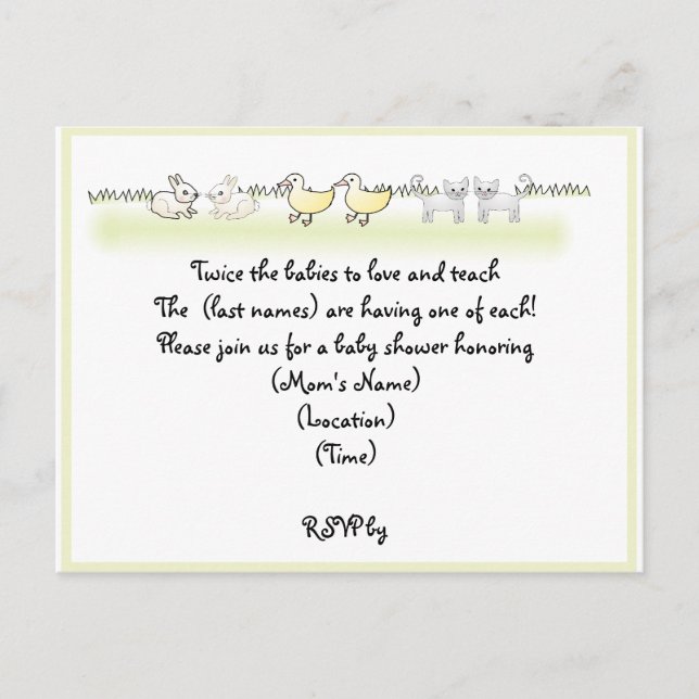 Invitación a Baby Shower de personalizados Twin An (Anverso)
