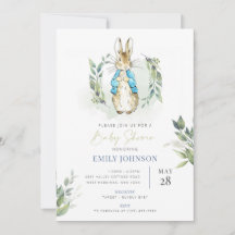 Invitación a Baby Shower de Peter Rabbit