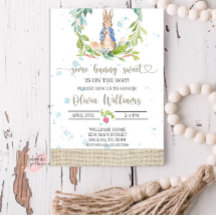 Invitación a Baby Shower de Peter Rabbit