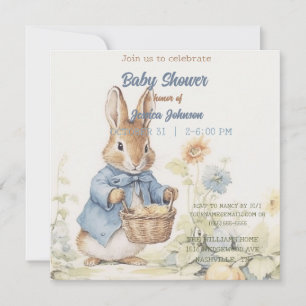 Invitación a Baby Shower de Peter Rabbit