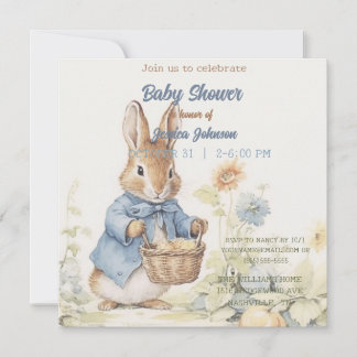Invitación a Baby Shower de Peter Rabbit