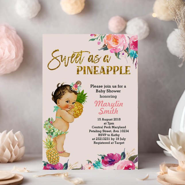 Invitación a Baby Shower de piña tropical (Subido por el creador)