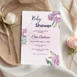 Invitación a Baby Shower de Pink Peony Floral