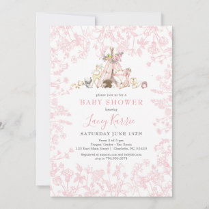 Invitación a Baby Shower de Pink Woodland