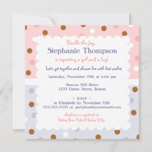 Invitación a Baby Shower de Pixie Polka Dot Twins