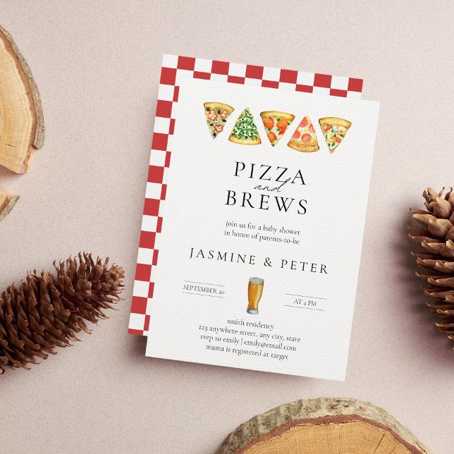 Invitación a Baby Shower de Pizza and Brews Co. (Subido por el creador)