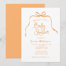 Invitación a Baby Shower de plegado simple naranja