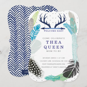 Invitación a Baby Shower de pluma Boho
