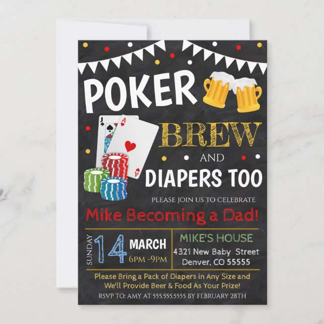 Invitación a Baby Shower de Poke and Beer (Anverso)